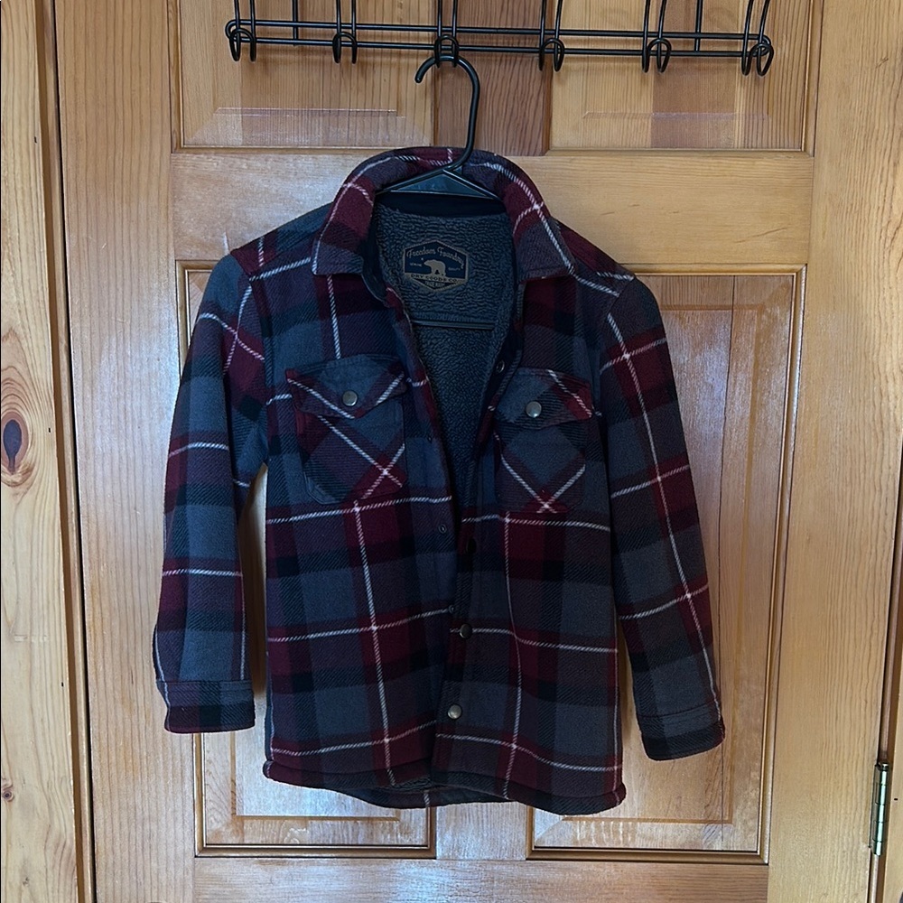 Plaid Kids Jacket - Red and Gray